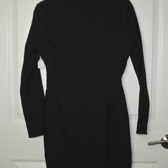NWT NBD X NAVEN Millie Beaded Plunge Neck Zip Front Black Mini Dress Size Small - Picture 7 of 7